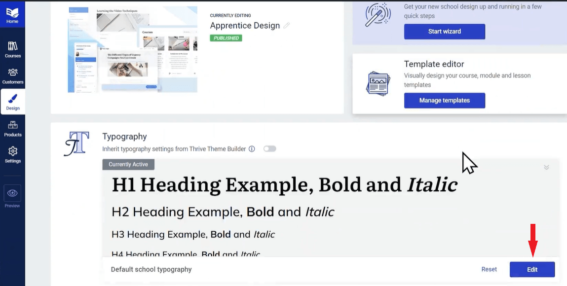 thrive apprentice - customize templates - typography
