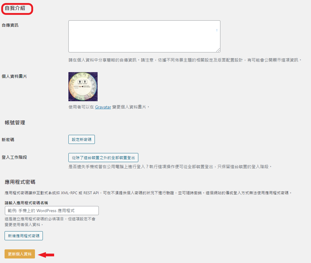Wordpress使用者編輯2