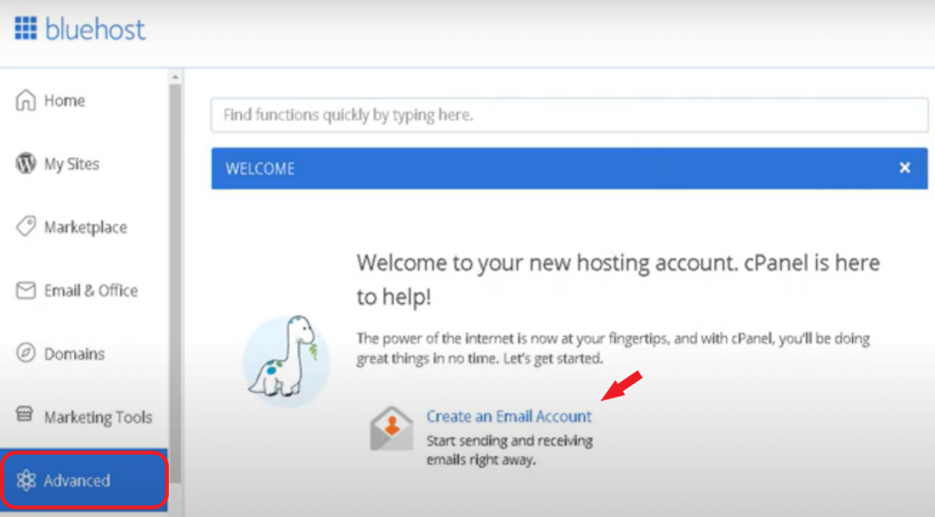 bluehost-create-email-account