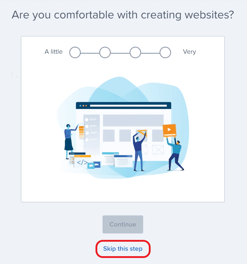 bluehost - “skip this step”